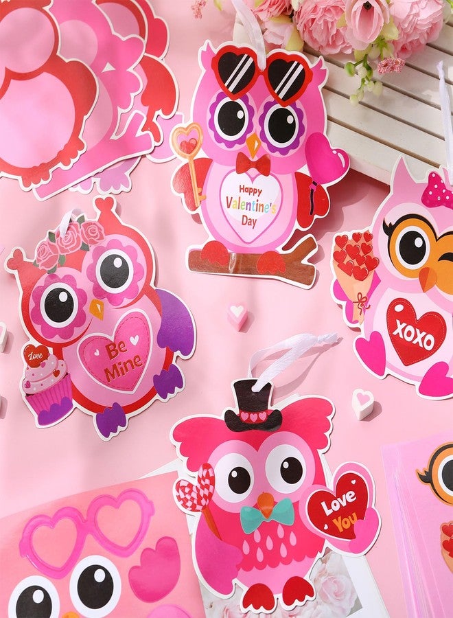 Chiisong 48 Pcs Valentine's Day Craft Kits DIY Valentine's Heart Craft Ornaments Kit Make Your Own Valentine Crafts for Gift Home Game Activities(Owl) - Image 4