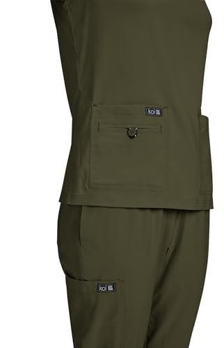 KOI Basics 373 Women's Becca Scrub Top Olive Green Medium - Image 3
