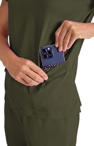 KOI Basics 373 Women's Becca Scrub Top Olive Green Medium - Image 4