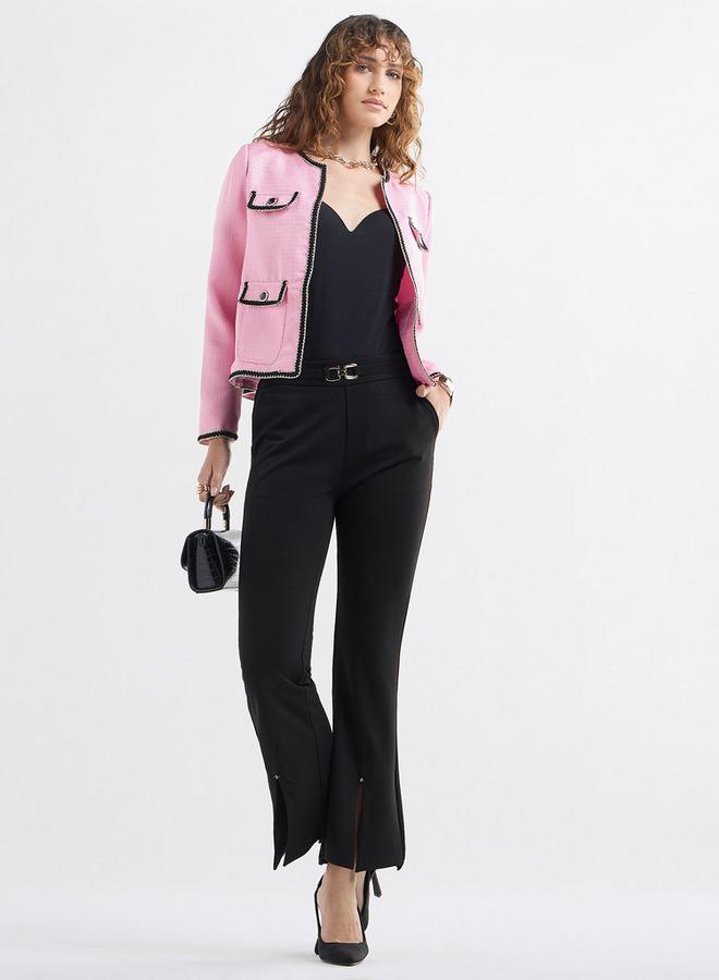 Splash FAV Solid Flared Pants with Flexi Waist and Slit Detail - Image 2