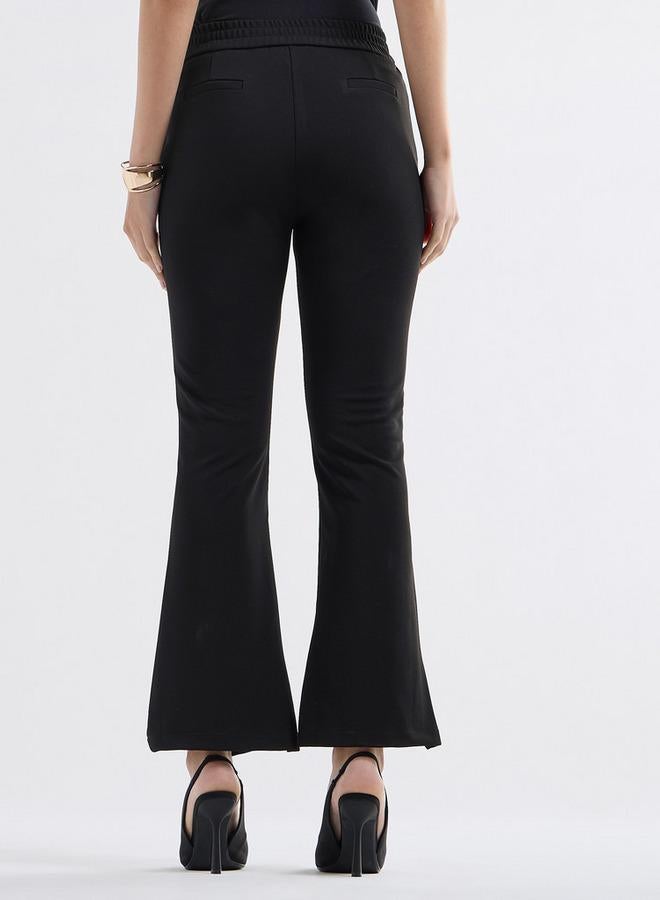 Splash FAV Solid Flared Pants with Flexi Waist and Slit Detail - Image 3