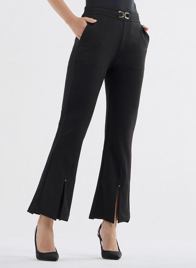 Splash FAV Solid Flared Pants with Flexi Waist and Slit Detail - Image 1