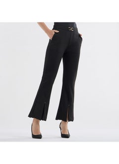 FAV Solid Flared Pants with Flexi Waist and Slit Detail  - Image 1