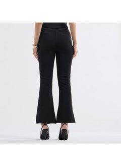 FAV Solid Flared Pants with Flexi Waist and Slit Detail  - Image 3