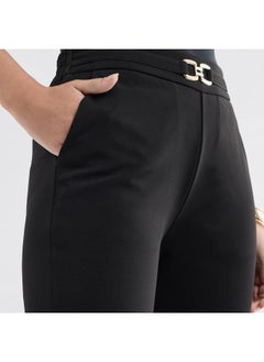FAV Solid Flared Pants with Flexi Waist and Slit Detail  - Image 4