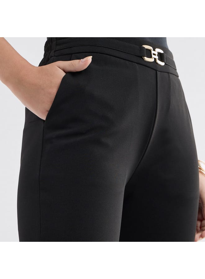 Splash FAV Solid Flared Pants with Flexi Waist and Slit Detail - Image 4