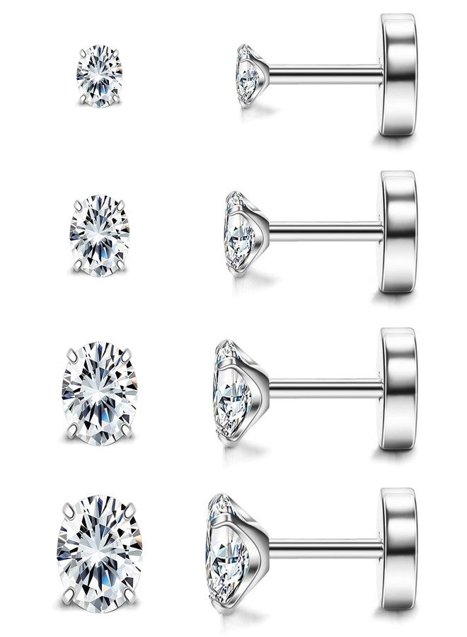 MJust Titanium Earrings for Women Men 20G Flat Back Earrings 2-5MM Cubic Zirconia Hypoallergenic Earrings for Sensitive Ears - Image 1