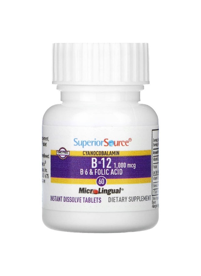 Superior Source Superior Source, Cyanocobalamin B-12, B-6 & Folic Acid, 60 MicroLingual Instant Dissolve Tablets  - Image 3