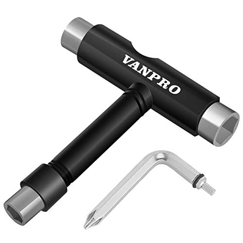 Vanpro skateboard tools skate tool all in oneUsed for installation and maintenance of various skateboards and roller skates，etc.(Snow Black, Pack of 1) - Image 1