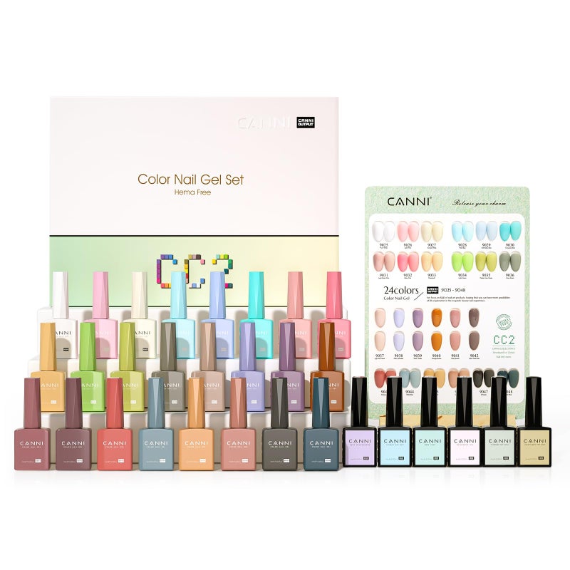 CANNI CC2 Gel Nail Polish Set, 30 Pcs 9ml White Pink Nude Blue Pastel Gel Polish Kit Soak Off LED Natural Nail Polish Set Nail Art Starter Manicure Salon DIY at Home - Image 1
