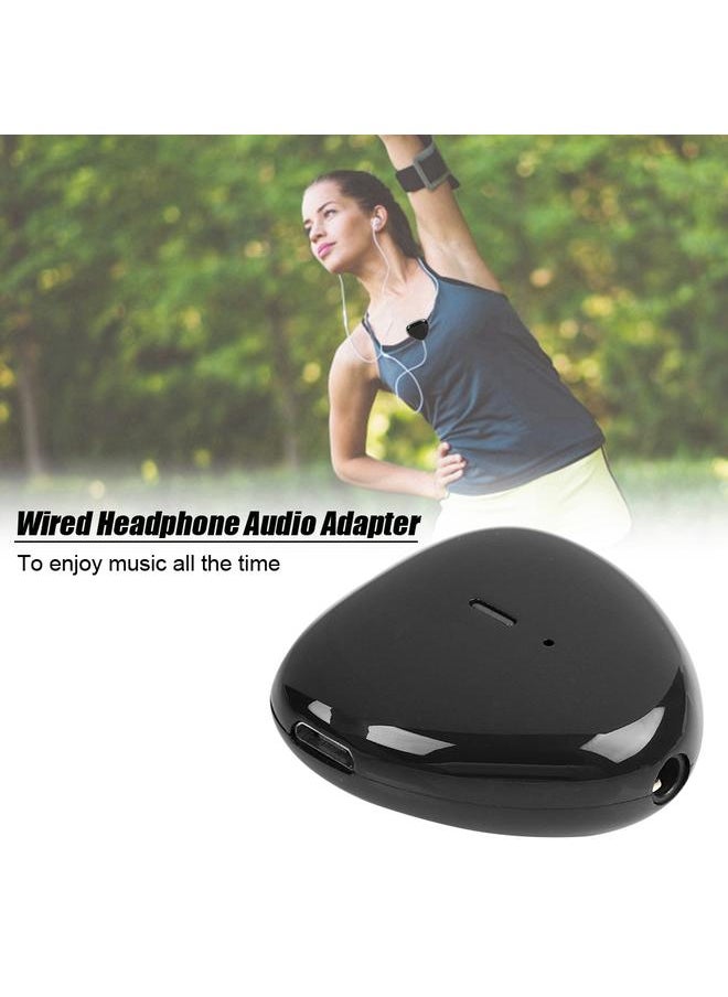 Thoraya Mini Wireless Heart-shaped Bluetooth Audio Receiver Wired Headphone Audio Adapter Black  - Image 2