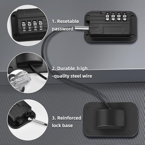 Ougourim Upgraded Combination Fridge Lock for Child Safety, Keyless Refrigerator & Freezer Lock with Code for Kids, Black - Image 3
