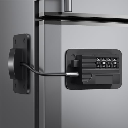 Ougourim Upgraded Combination Fridge Lock for Child Safety, Keyless Refrigerator & Freezer Lock with Code for Kids, Black - Image 1