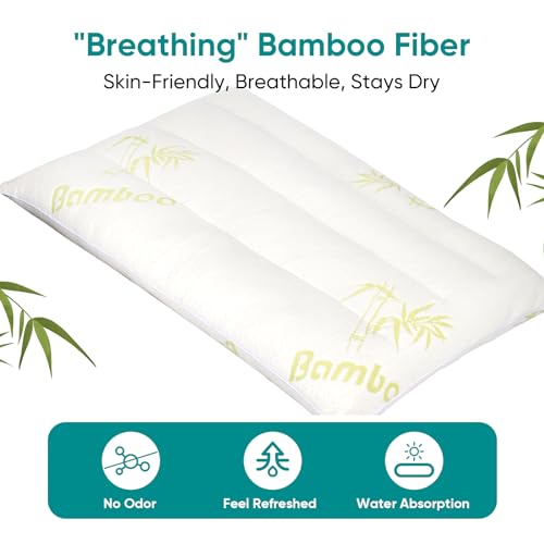 MINUPWELL Ultra Flat Small Pillow for Sleeping, 18x13 in Small Pillow for Travel 7D High Support 2.5 inch Height Ultra Thin Mini Pillows - Rayon Derived from Bamboo - Image 2