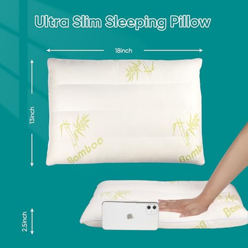 MINUPWELL Ultra Flat Small Pillow for Sleeping, 18x13 in Small Pillow for Travel 7D High Support 2.5 inch Height Ultra Thin Mini Pillows - Rayon Derived from Bamboo - Image 4