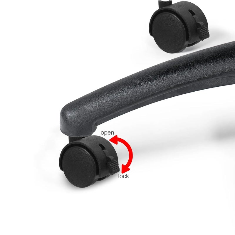 4Pcs Black Plastic Stem Caster Wheels with Brake for Office and Gaming Chairs Replacement - Image 5