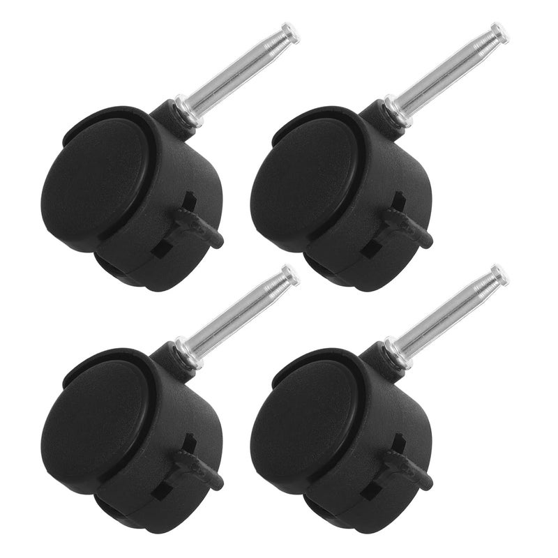 4Pcs Black Plastic Stem Caster Wheels with Brake for Office and Gaming Chairs Replacement - Image 1