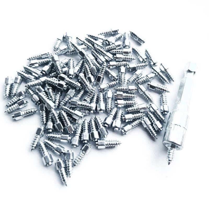 12mm Tire Studs for ATV,Aupartuds 200pcs Carbide Screw Anti-Slip Studs for SUV,Motorbike,Motorcycle,Dirt Bike,Tractor,Snowblower Reusable Anti-ice Snow Spikes with Installation Sleeve