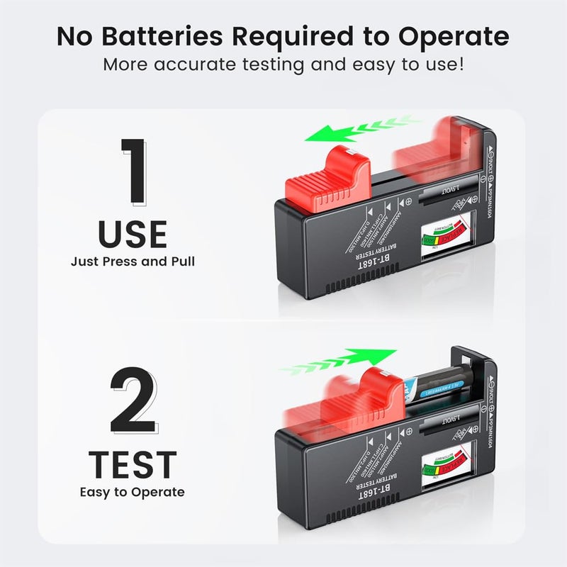 كاست ويف اختبار بطارية عالمي، قبضة مغناطيسية، لبطاريات AAA AA C D 9V 1.5V وبطاريات الأزرار، فاحص بطارية مع شاشة LCD، اختبار بطارية منزلي (نسخة مطورة) - Image 5