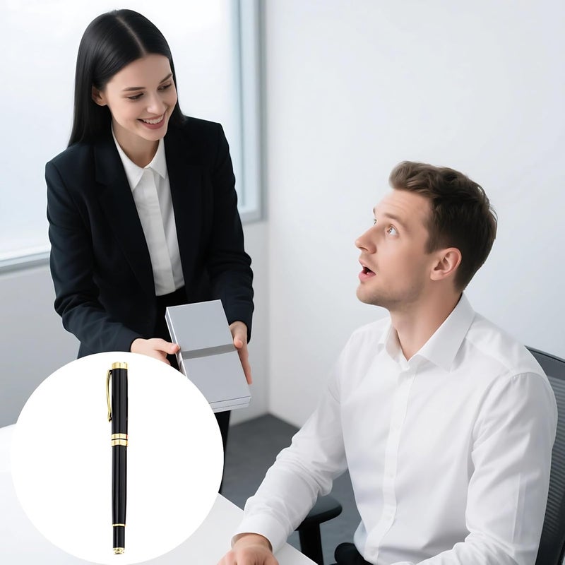 Luxury Office Pen, Black & Gold, Smooth Ink Flow, Business Gift Pen, 5.5 in X 0.5 in - Image 1