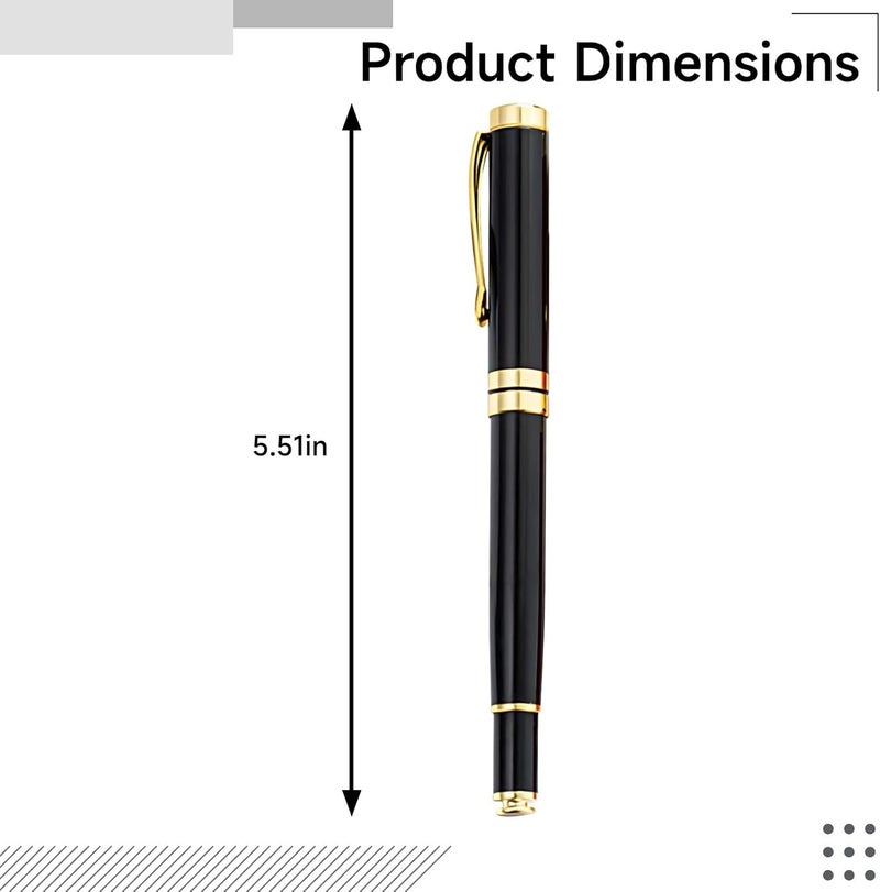 Luxury Office Pen, Black & Gold, Smooth Ink Flow, Business Gift Pen, 5.5 in X 0.5 in - Image 3