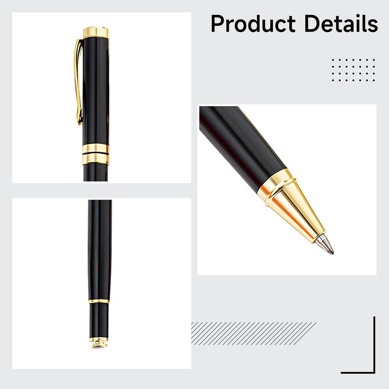 Luxury Office Pen, Black & Gold, Smooth Ink Flow, Business Gift Pen, 5.5 in X 0.5 in - Image 2