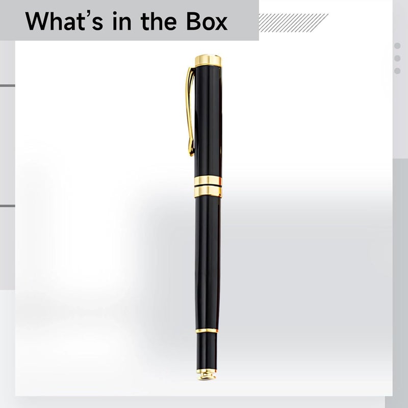 Luxury Office Pen, Black & Gold, Smooth Ink Flow, Business Gift Pen, 5.5 in X 0.5 in - Image 4
