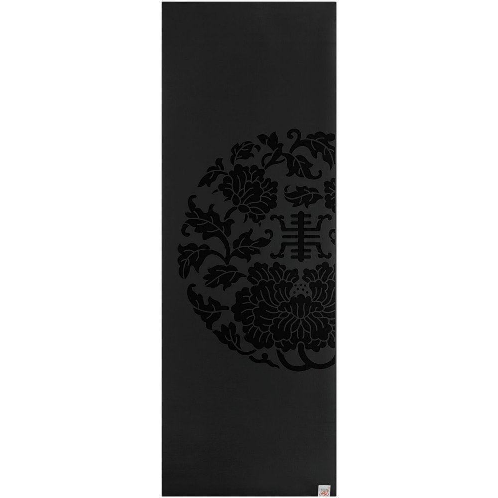Gaiam Dry-Grip Yoga Mat - 5mm Thick Non-Slip Exercise & Fitness Mat for Standard or Hot Yoga, Pilates and Floor Workouts - Cushioned Support, Non-Slip Coat - 68 x 24 Inches - Black