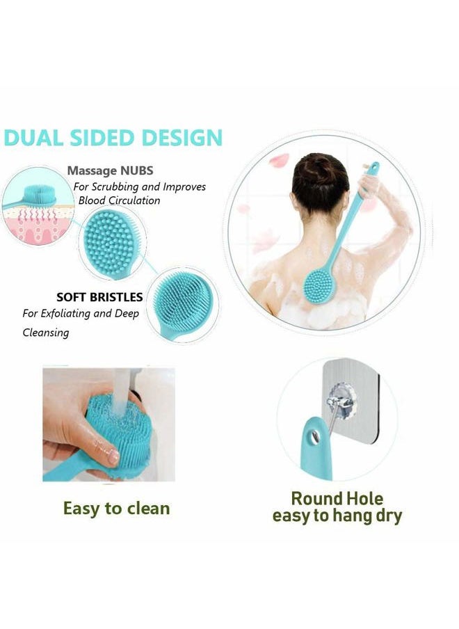 CINLITEK Silicone Body Scrubber, Long Handle Back Scrubber for Shower, Silicone Body Brush Shower Scrubber for Body, Shower Srush Back Brush Body Exfoliator  - Image 2