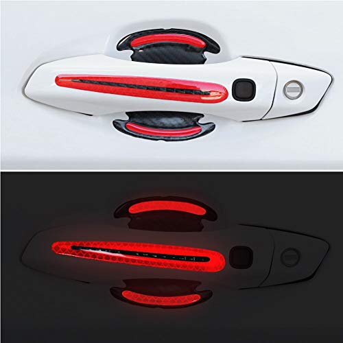 US1984 Car Door Handle High Intensity Reflective Sticker Doors Bowl Scratches Protector Universal Auto Door Handle Scratch Cover Guard with Safety Warning Reflective Strips 8 pcs Set (Red) - Image 1