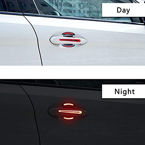 US1984 Car Door Handle High Intensity Reflective Sticker Doors Bowl Scratches Protector Universal Auto Door Handle Scratch Cover Guard with Safety Warning Reflective Strips 8 pcs Set (Red) - Image 2