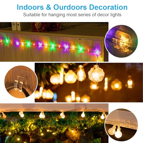 TidyHelper 24 PCS Christmas Light Clips, Adhesive Hooks for Outdoor String Lights, Heavy Duty Cable Clips with Waterproof Adhesive Strips, UV-Resistant Wall Wire Cord Holder for Porch Patio Decor - Image 4