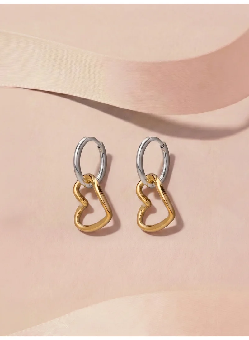 بالموناس 18K Gold Tone Plated Open Heart Hoop Earrings For Women - Waterproof & Anti-Tarnish
