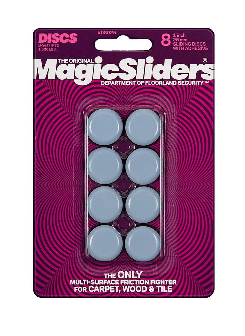 Magic Sliders - Magic Sliders 8025 Round 8 Pack - Furniture Pads, Floor Protectors, Adhesive Pad, Tables, Chairs, Couches, Bookcases, Double-sided Adhesive, Durable - Image 1