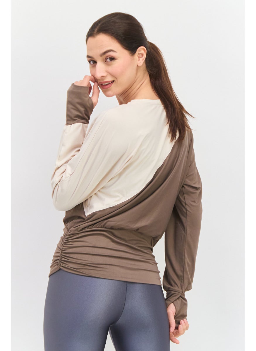 Tahari Sports - Women Sportswear Fit Long Sleeves Outdoors Top, Brown - Image 1