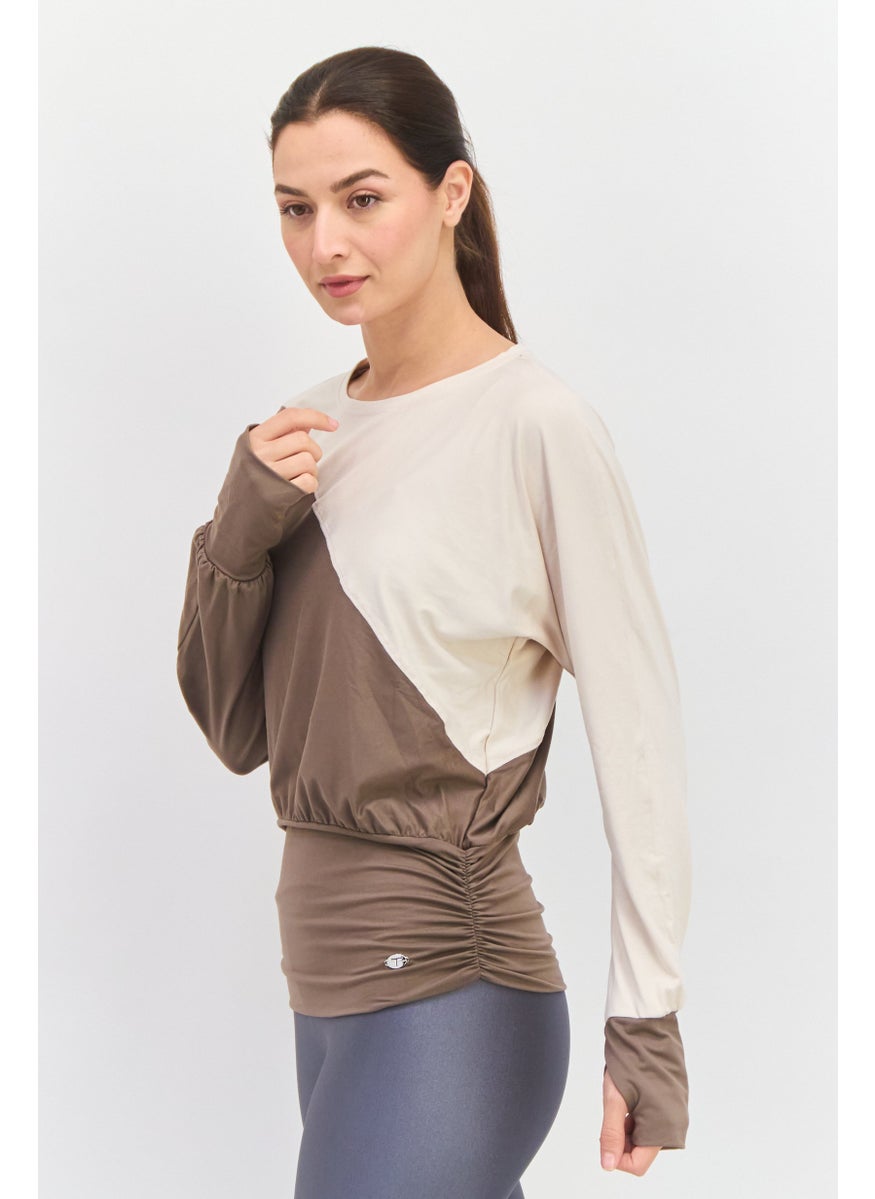 Tahari Sports - Women Sportswear Fit Long Sleeves Outdoors Top, Brown - Image 1