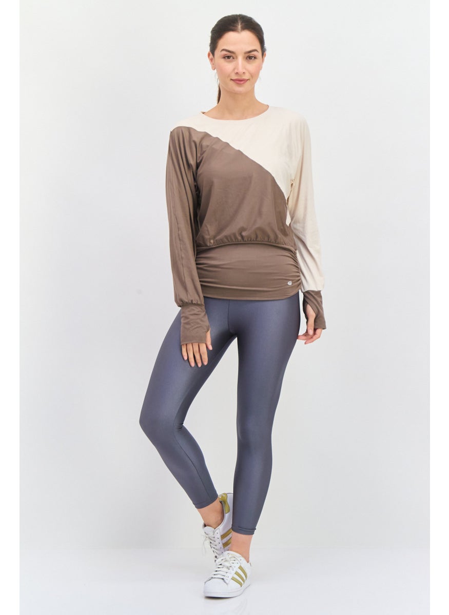 Tahari Sports - Women Sportswear Fit Long Sleeves Outdoors Top, Brown - Image 1