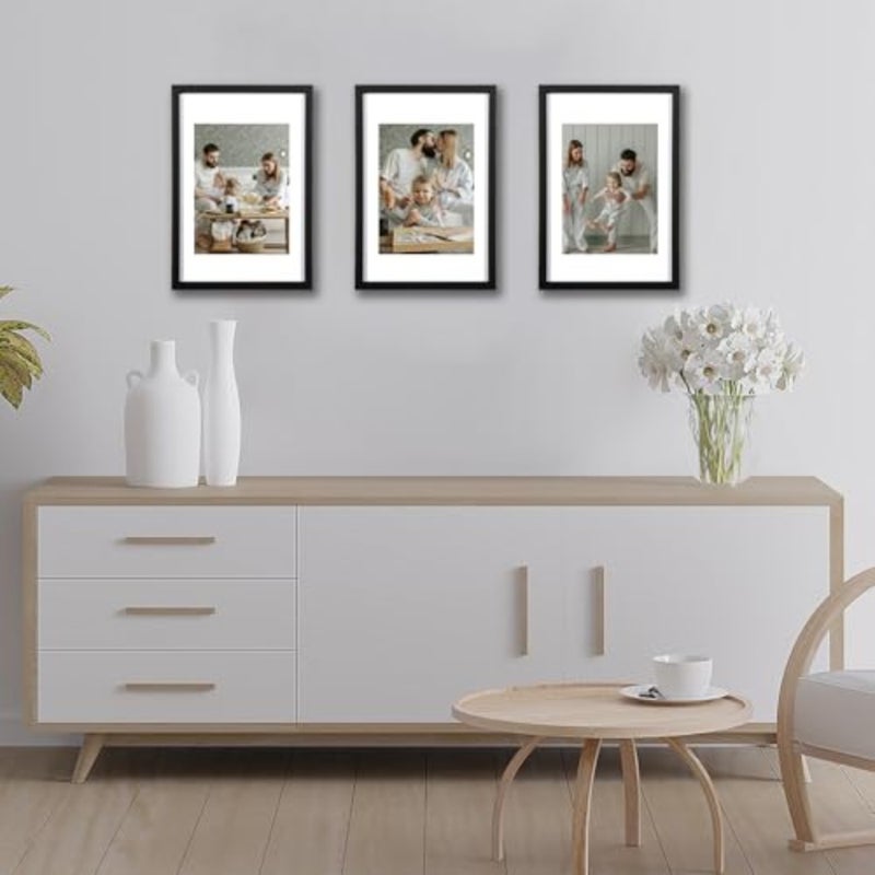 إطار أسود من Scholar Tree مقاس 20x30 سم، 3 إطارات صور مقاس 20x30 سم، مع حامل منضدية أو معلق على الحائط، إطارات صور خشبية مع حامل مقاس 6x8 - Image 2
