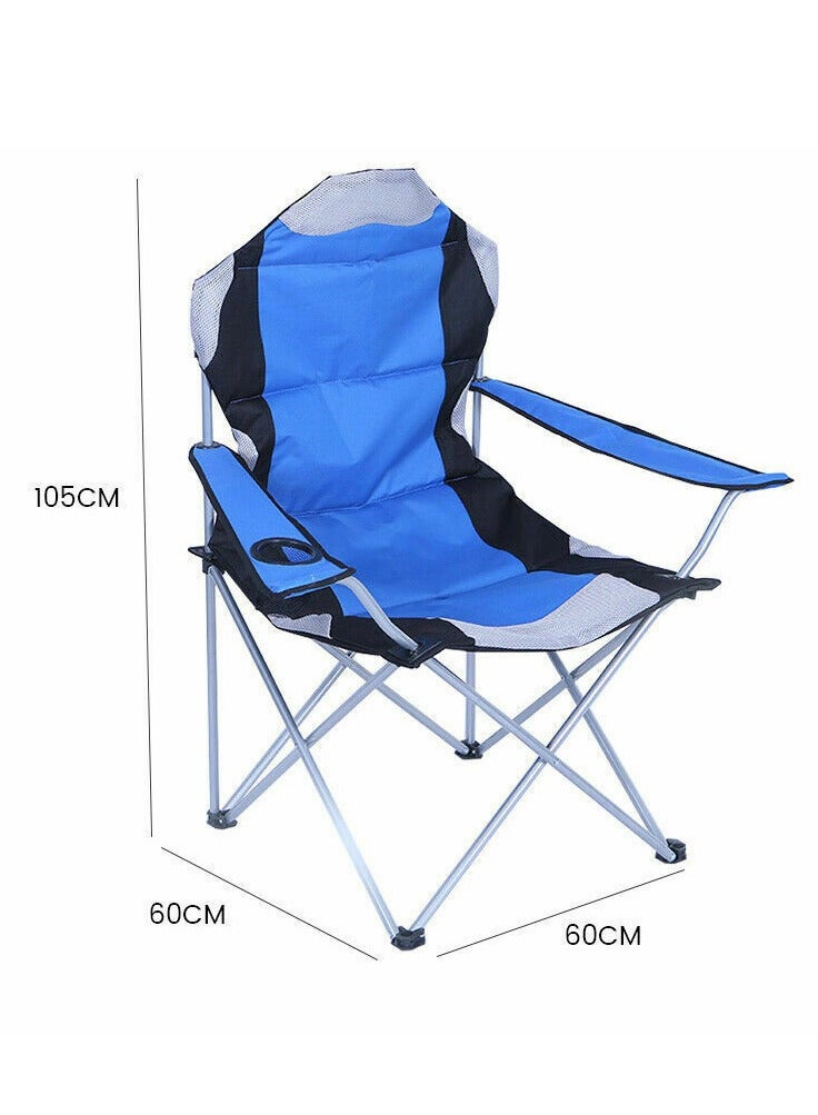 GO2CAMPS Foldable Camping Chair Heavy duty/Picnic chair/Out Door Chair  Hand Support with Cup Holder with Carry Bag(Blue) - Image 2