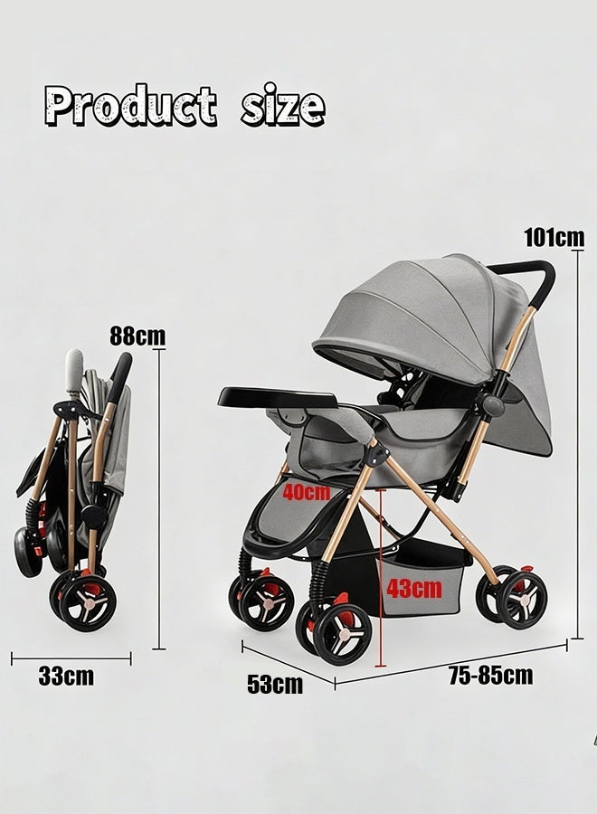 عربة أطفال ثنائية الاتجاه، عربة أطفال خفيفة الوزن، عربة سفر قابلة للطي بضغطة زر واحدة مع مقبض قابل للعكس، نظام امتصاص الصدمات، فرامل قوية، مقعد عريض للغاية، للأطفال والرضع - Image 2
