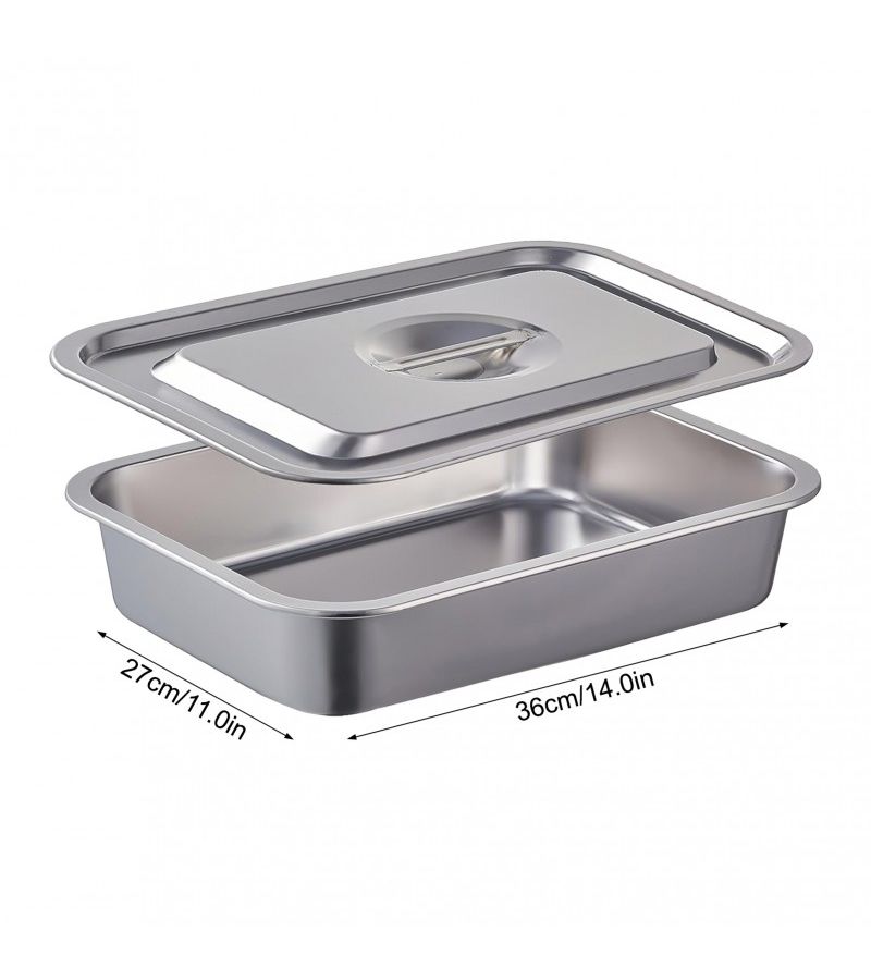 Stainless Steel Lasagna Pan 12.6x8.66 Inch With Lid For Casseroles Roasted Chicken - Image 4
