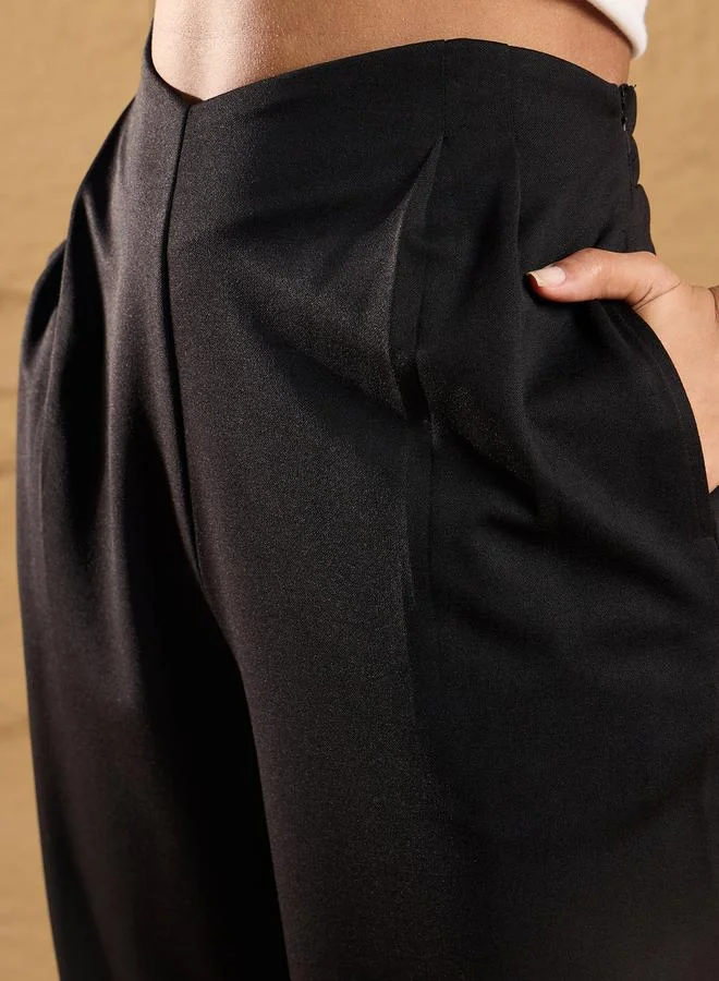 SASSAFRAS Front Pleated Comfort Fit Korean Pants by Styli
