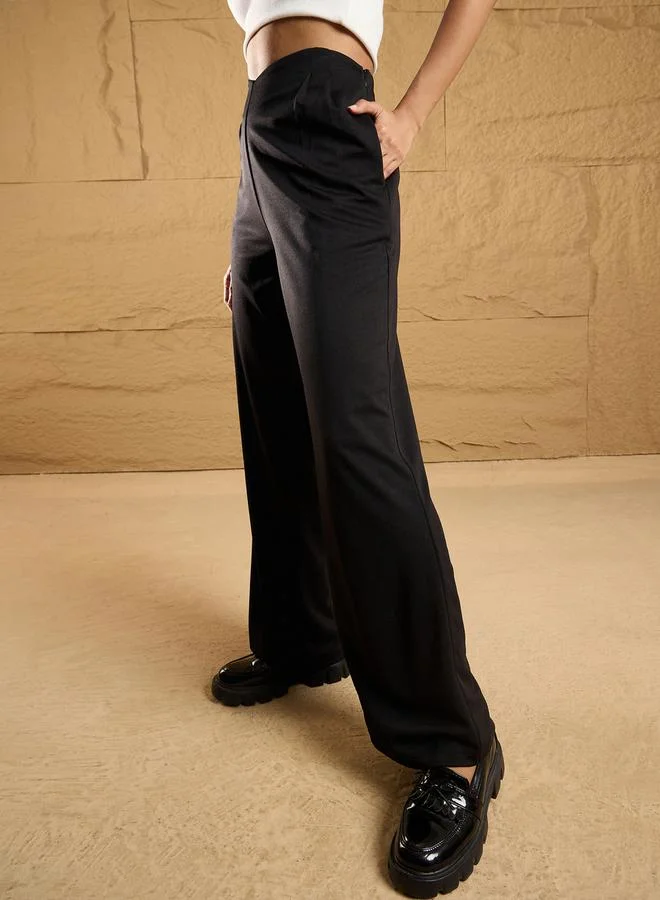 SASSAFRAS Front Pleated Comfort Fit Korean Pants by Styli