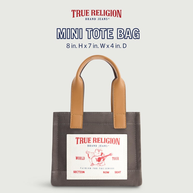 True Religion Tote, Women's Mini Travel Shoulder Bag with Adjustable Strap, Grey - Image 2