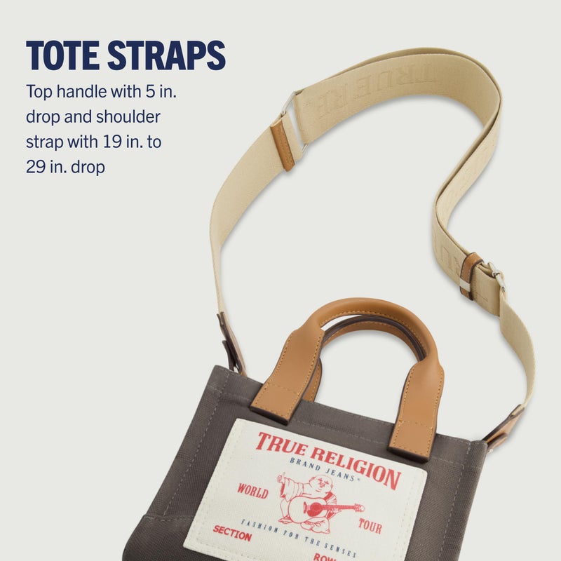 True Religion Tote, Women's Mini Travel Shoulder Bag with Adjustable Strap, Grey - Image 4