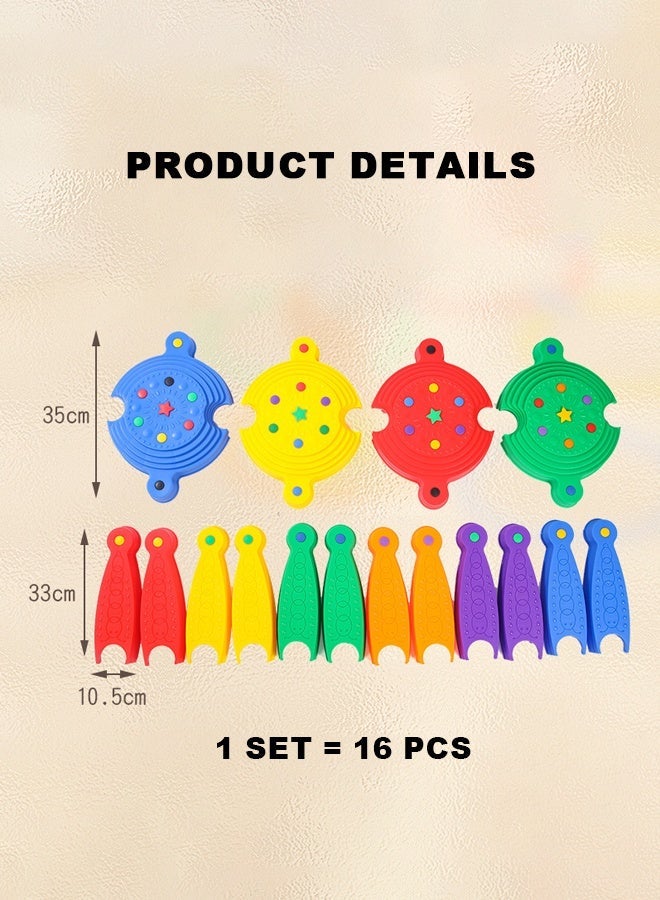 JSAITOYS SIT12401 16pcs Non-Slip Plastic Balance Beam Stepping Stones Building Indoor Sensory Toddler Toy Cultivating Coordination 2+ Years - Image 2