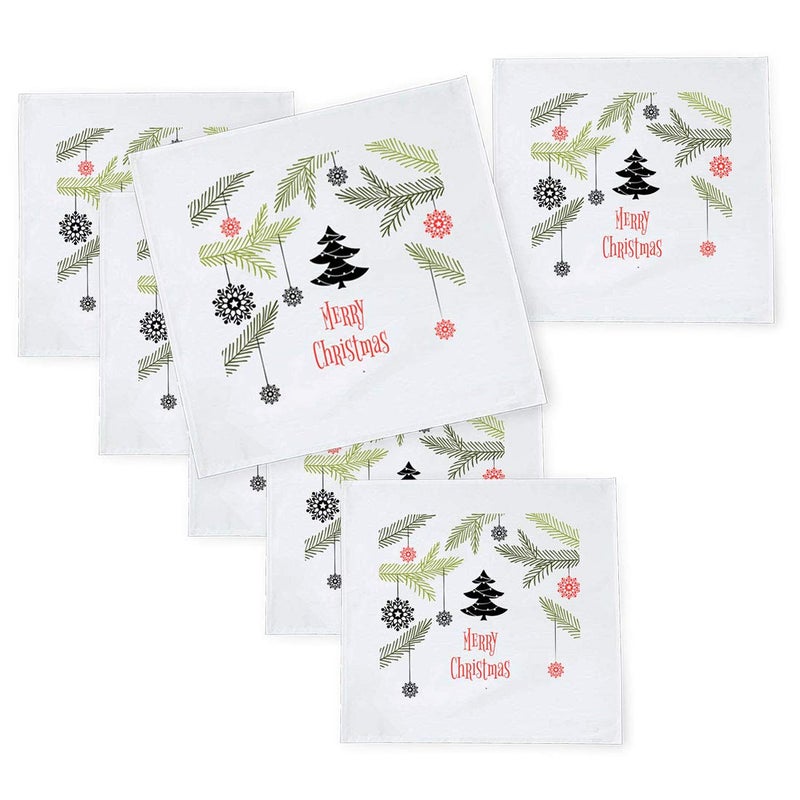 Khakee 6 Pcs Christmas Theme Tafta Silk Table Napkins 10x 10 for Xmas Decoration Christmas OrnamentsChristmas Gift npxmas194P - Image 1