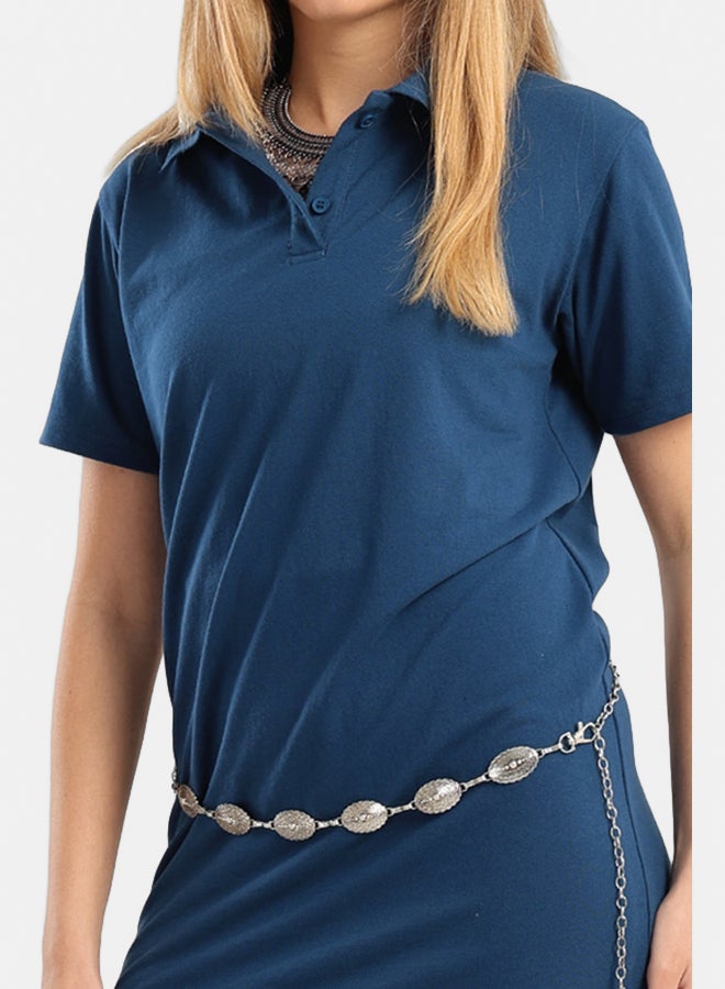 Carina Cotton Collared Short Dress - Image 4