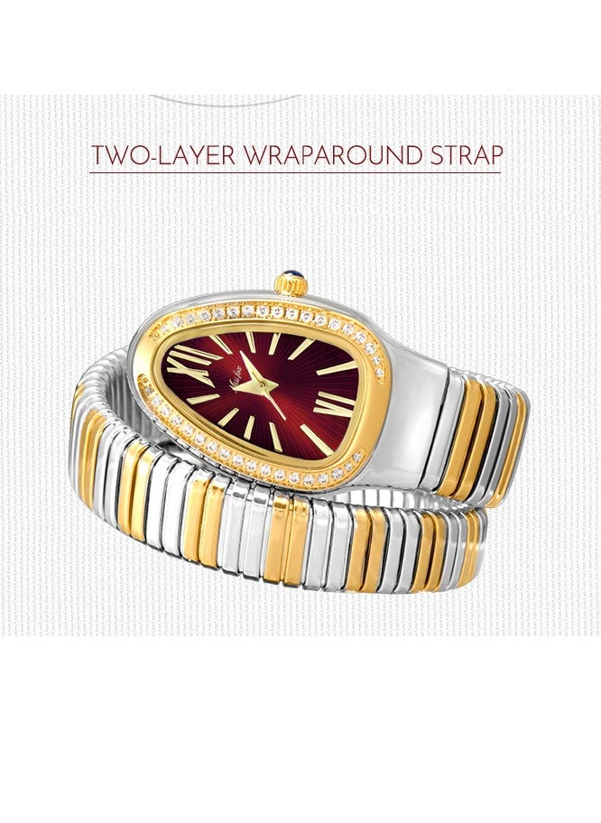 MISS FOX Luxury Gold Snake Watches Women Fashion Brands MISSFOX Diamond Quartz WristWatch Waterproof AAA Clock Lady Hot Gift  - Image 2