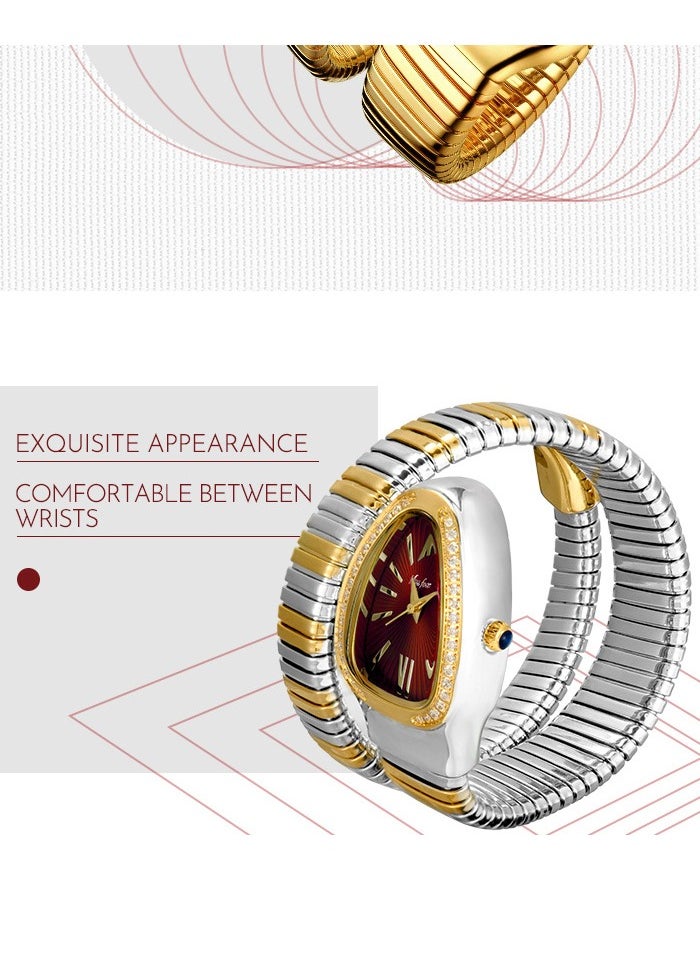 MISS FOX Luxury Gold Snake Watches Women Fashion Brands MISSFOX Diamond Quartz WristWatch Waterproof AAA Clock Lady Hot Gift  - Image 3